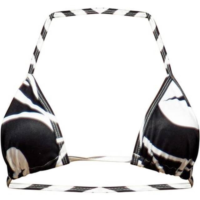 Monochrome Animal Print Triangle Bikini Top, Black - 14
