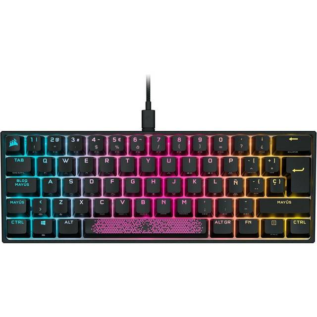 Corsair K65 RGB MINI 60% mekaniskt speltangentbord (mekanisk tangentbrytare CHERRY MX SPEED RGB, Corsair AXON hyperprocesssteknik, starka polykarbonattangenter) svart