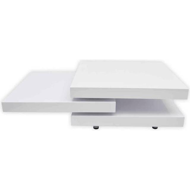vidaXL Coffee Table 3 Tiers High Gloss White Extendable Living Room Stand