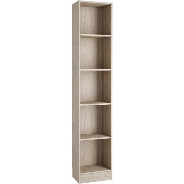 Basic Tall Narrow Bookcase (4 Shelves) In Oak Effect, Brown