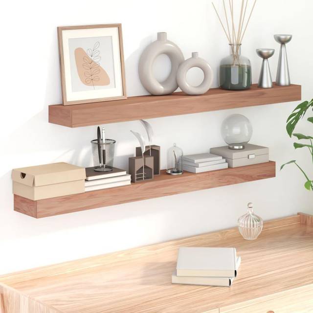 (110 x 15 x 6 cm) vidaXL Wall Shelves Wooden Picture Ledge Wall Bookshelf Solid Wood Teak 2 pcs