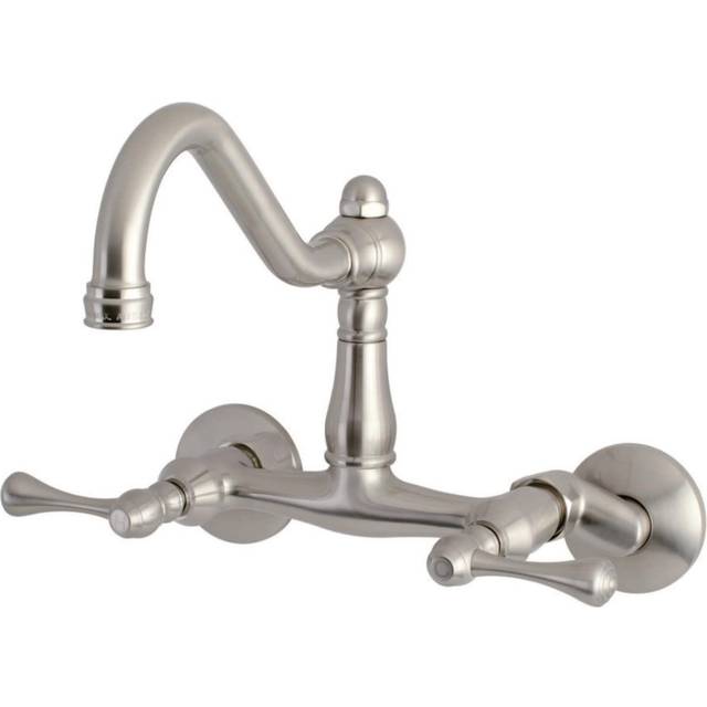 Kingston Brass KS3228BL Vintage Wall Mount Kitchen Faucet  8-1/2-Inch  Brushed Nickel