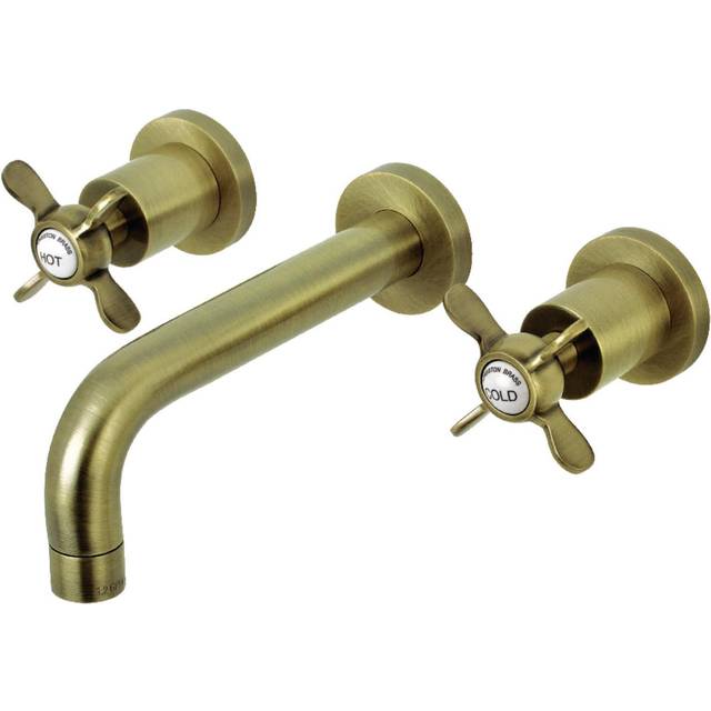 Kingston Brass KS8123BEX Essex 2-Handle 8 in. Wall Mount Bathroom Faucet Antique Brass