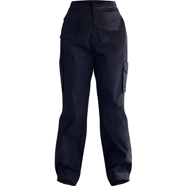 Plus Black Pocket Front Cargo Straight Leg Trousers, Black - 20