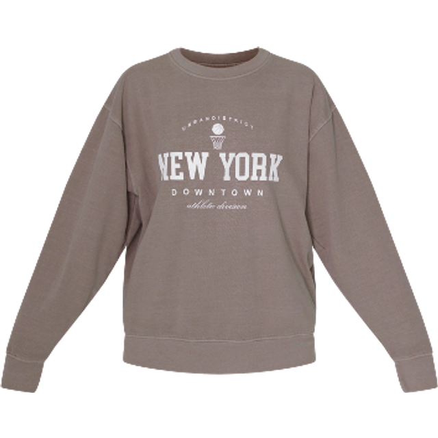 Mocha New York Downtown Slogan Printed Sweatshirt, Brown - XS