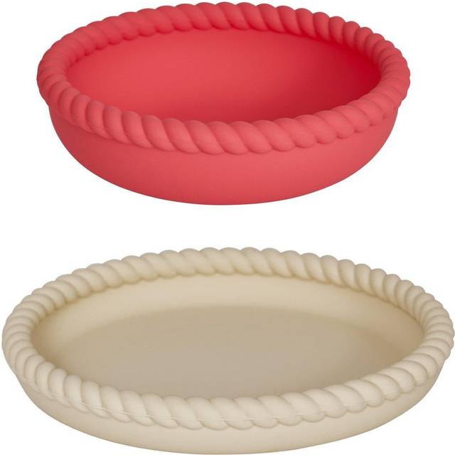 OYOY Mini Mellow skålset, vanilla/cherry red - Red/vanilla