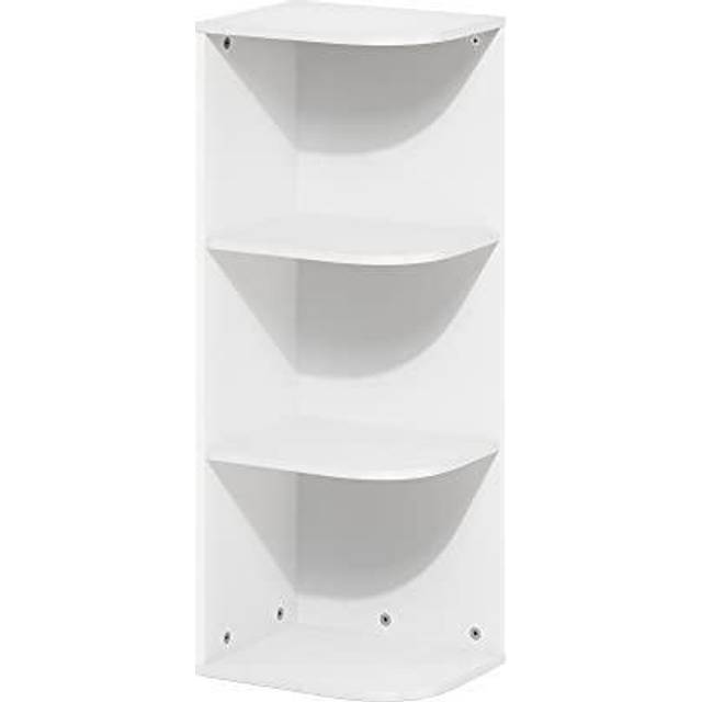 Furinno Pasir 3-Tier Corner Open Shelf Bookcase, White