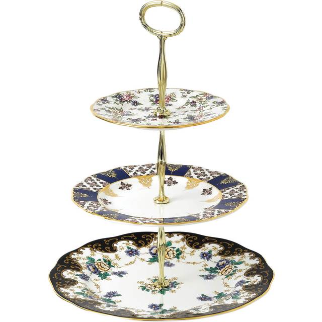100 Years Of Royal Albert - 3 Tier Cake Stand - Brown;White;Gold (28cm W)