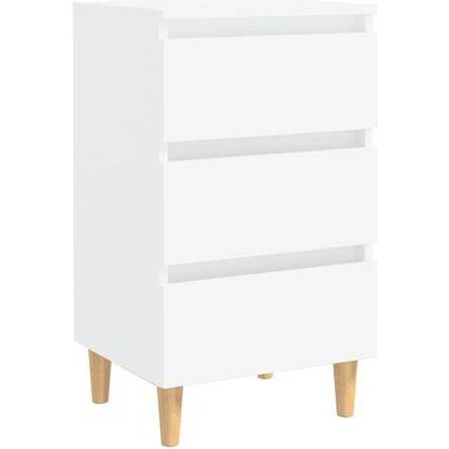 vidaXL Bed Cabinet with Solid Wood Legs Smoked Oak 40x35x69 cm - Brown