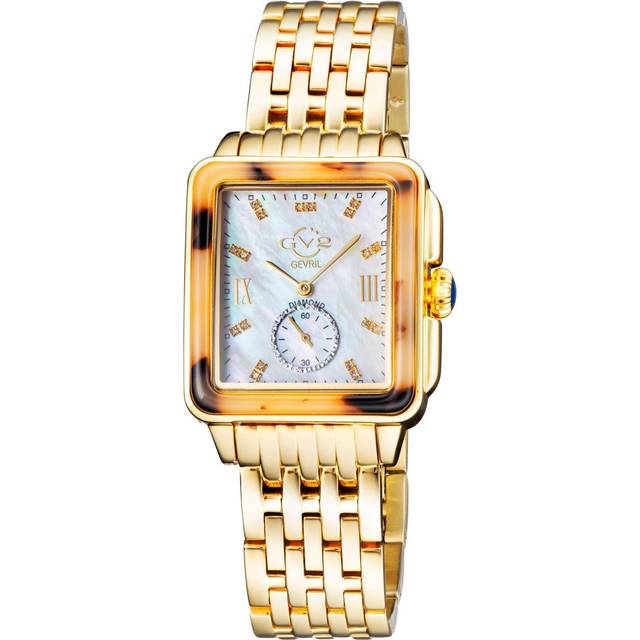 GV2 Women's Bari Tortoise, Swiss Quartz Watch, Black MOP Dial, 316L Stainless Steel, & Sapphire Crystal in Gold - One Size