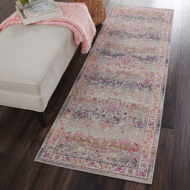 Nourison Vintage Kashan Area Rug Grey 230 x 71 cm, Grey