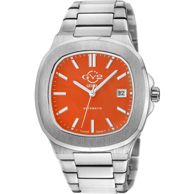 Potente 18114B Swiss Automatic, Orange Pin Cushioned Dial, Stainless Steel Watch - Grey - One Size