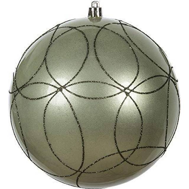 Vickerman N182623D 6 in. Candy Ball Ornament with Circle Glitter Pattern, Wrought Iron - 3 Per Bag