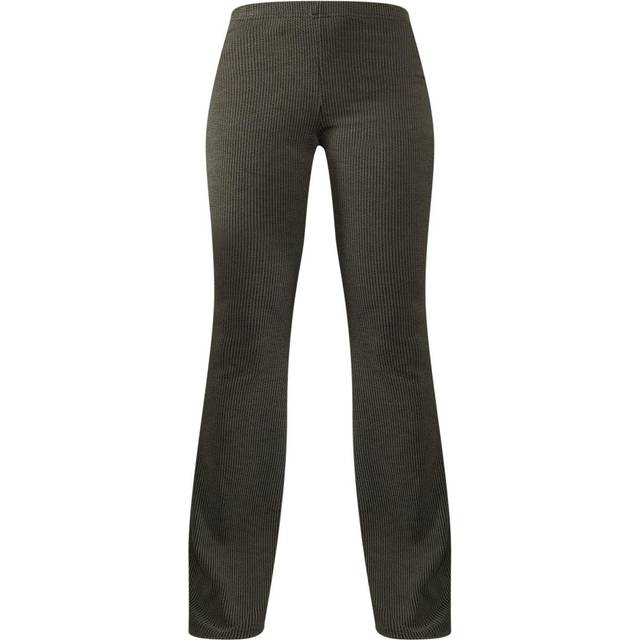 Moss Khaki Two Tone Rib High Waist Flares, Moss Khaki - 6
