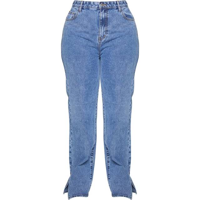 Plus Vintage Wash Split Hem Jeans, Vintage Wash - 28