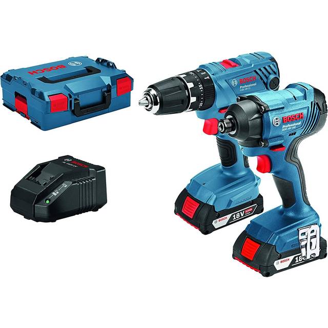 Bosch 18V Combi Drill and Impact Driver Twin Pack 2 x 2.0Ah in Blue
