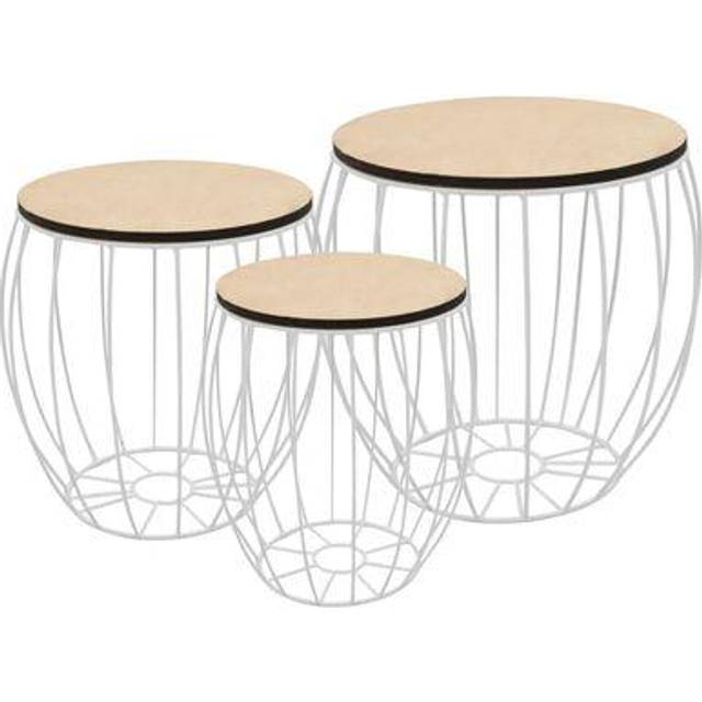 vidaXL Soffbord 3 st poppelplywood järn