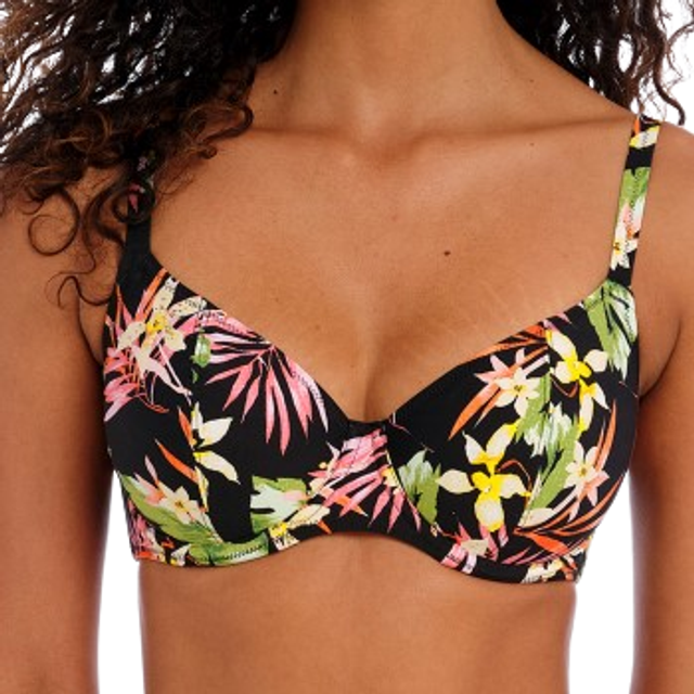 Freya Womens Savanna Sunset Plunge Bikini Top - Black Polyamide - Size 32D