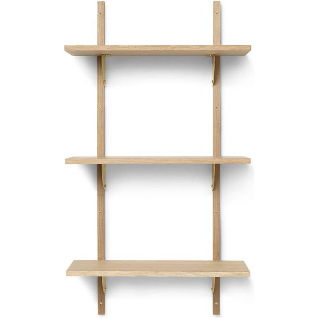 Sector Tripple Narrow Shelf 54x102 cm, Oak/Brass