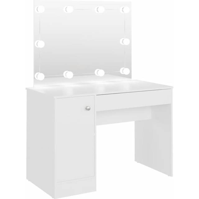 vidaXL Makeup Table with LED Lights 110x55x145 cm MDF Oak - Brown