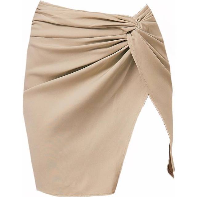 Sage Green Twist Front Split Leg Mini Skirt, Sage Green - 8