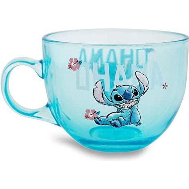 Disney Lilo & Stitch Ohana glass coffee Mug  Holds 16 Ounces