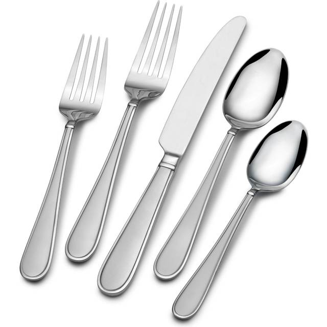 Gourmet Basics by Mikasa Westfield Frost 45Piece Stainless Steel Flaware Set with Serving Utensil Set  Service for 8