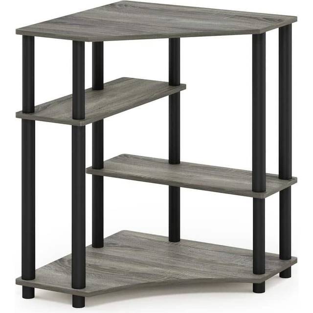 Furinno Turn-N-Tube Space Saving Corner Desk with Shelves, French Oak/Black