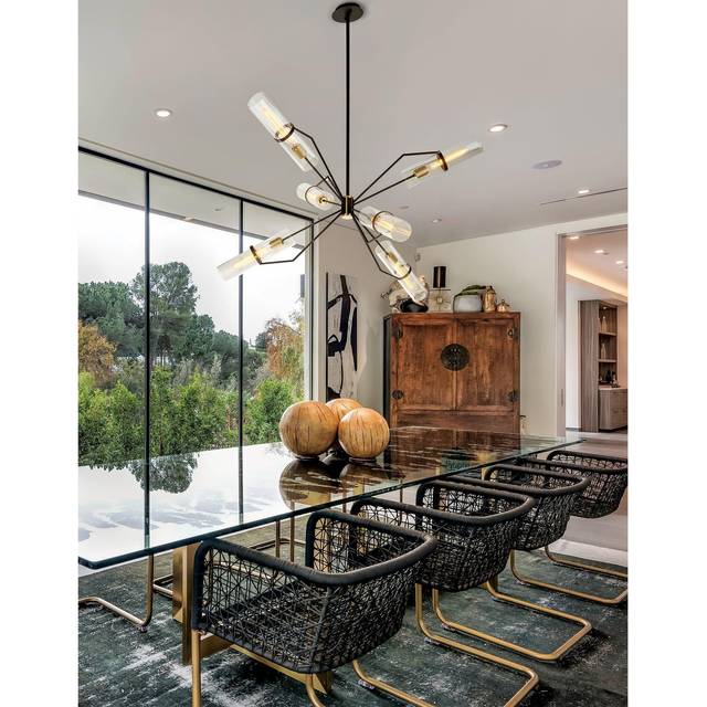 Hudson Valley Lighting - Raef 6 Light Chandelier Textured Bronze Brushed Brass, Glass