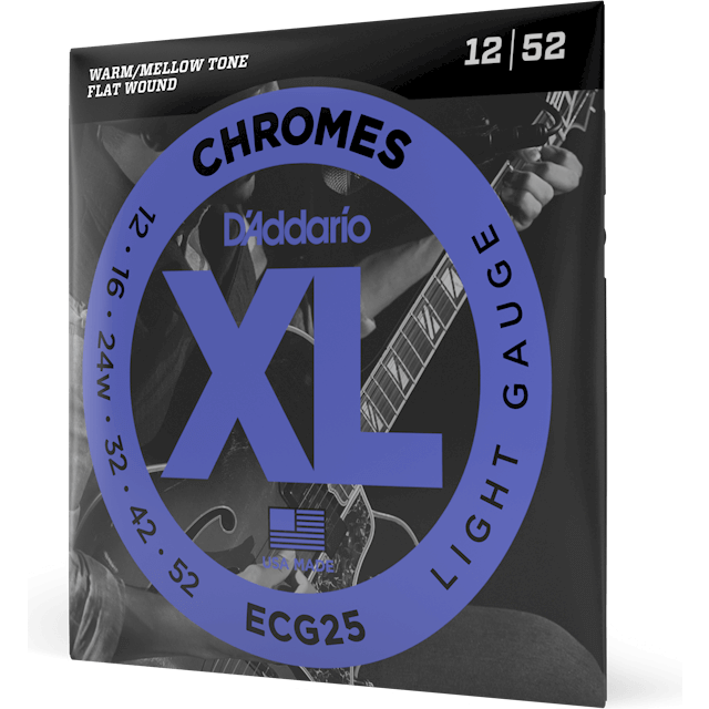 D'Addario Chromes Flat Wound Electric Guitar Strings, Light (ECG25)