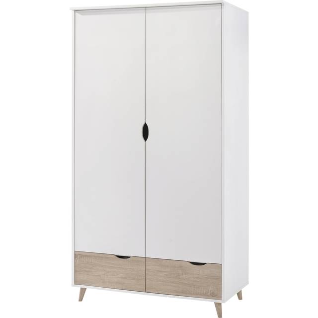 LPD Stockholm White-Oak 2-Door Wardrobe - Sleek Retro Style With Smart Storage - One Size