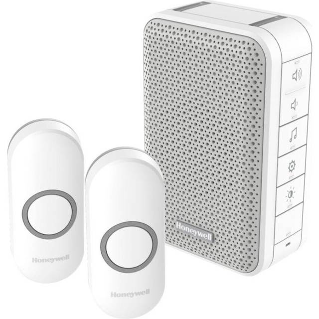 Wireless Portable Doorbell with Volume Control and Two Push Buttons Â White