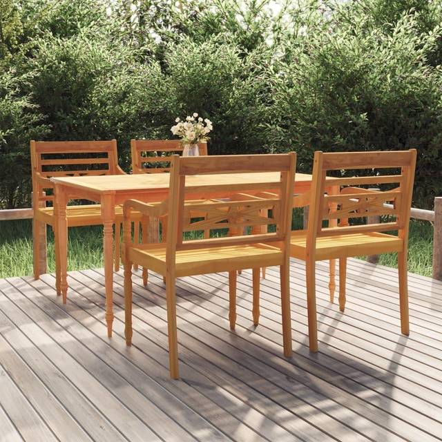 vidaXL 5 Piece Garden Dining Set Solid Wood Teak - Brown