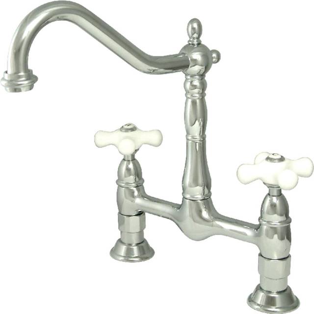 "Kingston Brass KS1171PX Heritage Bridge Kitchen Faucet  8-1/2""""""""  Polished Chrome"