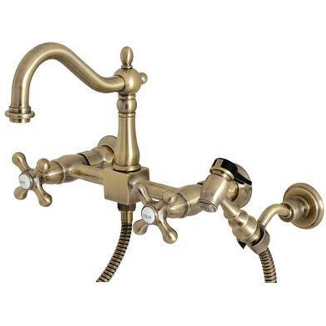 Kingston Brass KS1263AXBS Heritage Wall Mount Bridge Kitchen Faucet wi