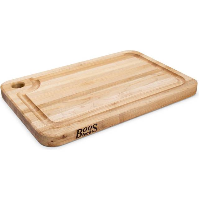 John Boos Block MPL1812125-FH-GRV Prestige Maple Wood Edge Grain Reversible Cutting Board with Juice Groove, 18 Inches x 12 Inches x 1.25 Inches