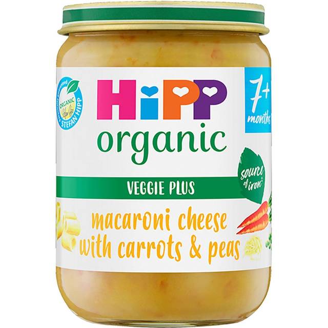 HiPP Organic Macaroni Cheese with Carrots & Peas Baby Food Jar 7+ months 190g
