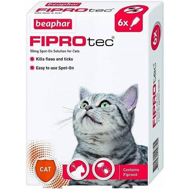Beaphar Fiprotec Spot On Flea / Tick Treatment for Cats - 6 Pipettes / Treatments