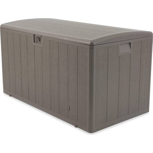 Plastic Development Group 130 Gallon Multipurpose Outdoor Backyard Patio Storage Deck Box Container with Soft Close Lid  Gray