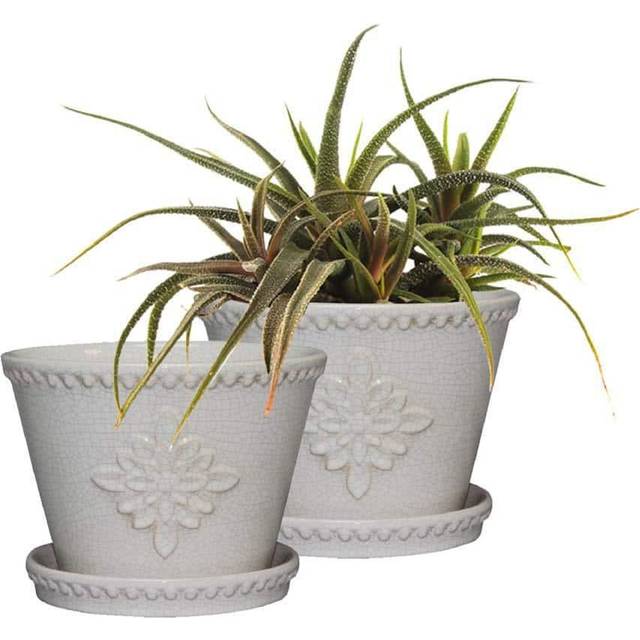"Southern Patio 8"""" Ceramic Lorna Planter  Pearl White (Pack of 2)"
