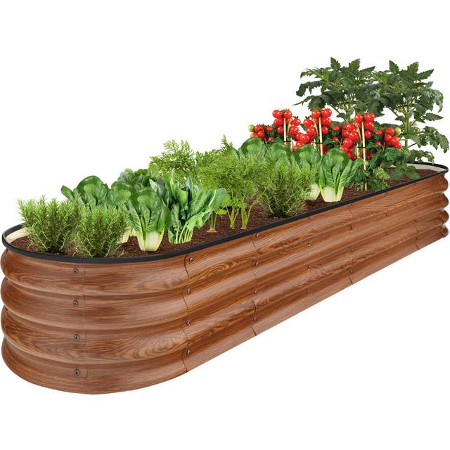 Best Choice Products 8x2x1ft Outdoor Metal Raised Garden Bed  Oval Deep Root Planter Box for Vegetables  Flowers  Herbs  and Suc
