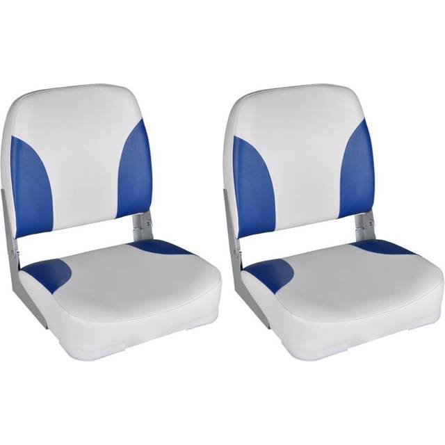 vidaXL Boat Seats 2 pcs Foldable Backrest Blue-white Pillow 41x36x48cm