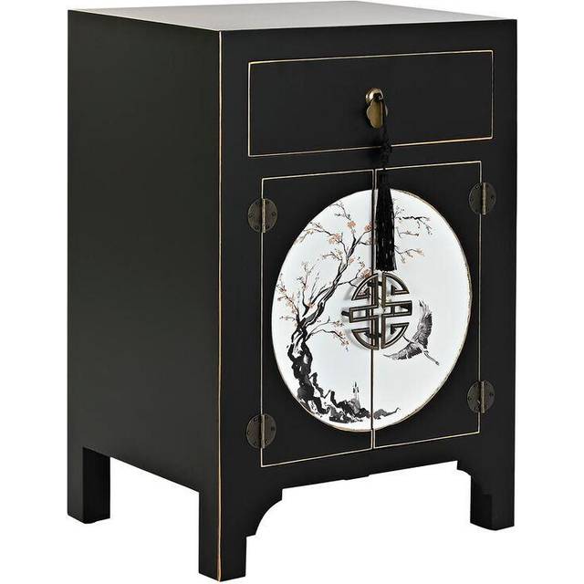 Nightstand DKD Home Decor White Black Golden Fir MDF Wood 45 x 36 x 66 cm
