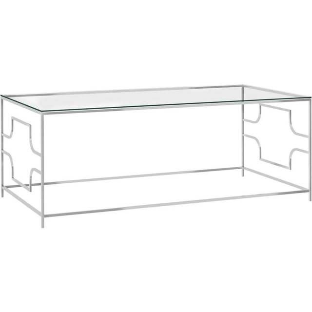 vidaXL Coffee Table Silver 120x60x45 cm Stainless Steel and Glass