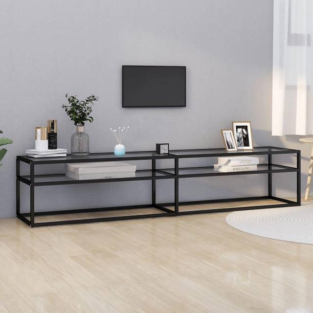 vidaXL TV Cabinet Transparent Tempered Glass Home Stereo Hifi Cabinet TV Stand