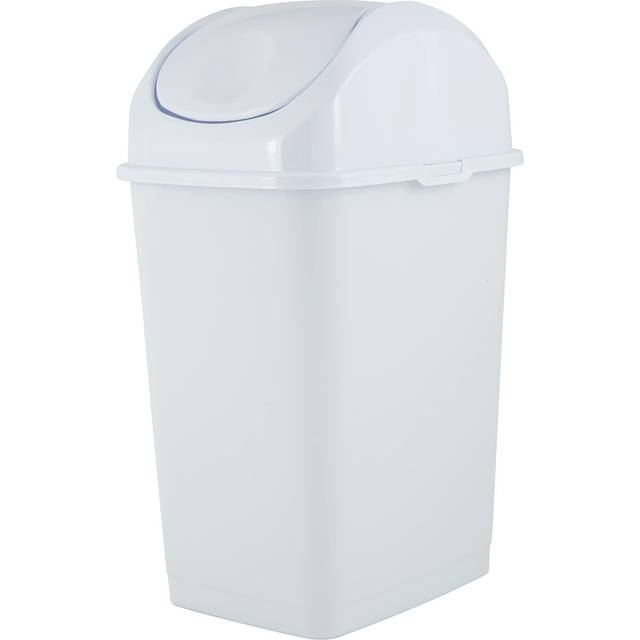 Superio Small 2.5 Gallon Plastic Trash Can with Swing Top Lid  Compact Slim Waste Bin for Under Desk  Office  Bedroom  Bathroom  Dorm Room  10 Qt. Por