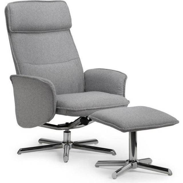 Julian Bowen Aria Grey Linen Recliner Chair with Footstool