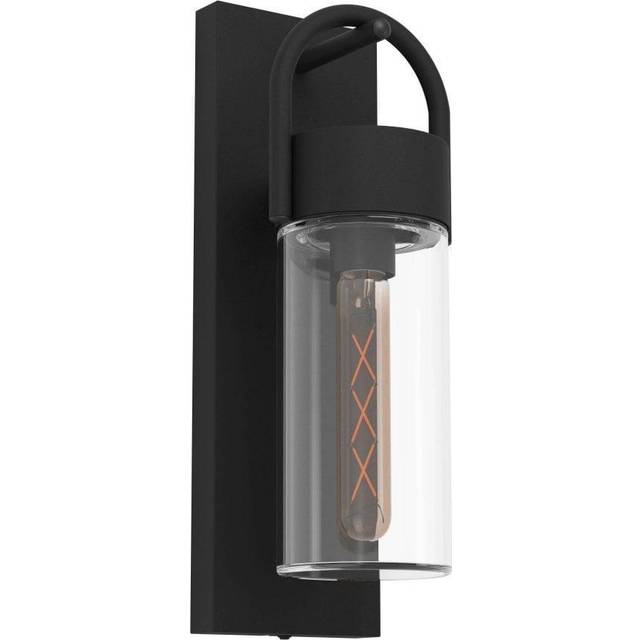 Eglo Carraro IP44 Exterior Wall Light in Black and Clear Glass