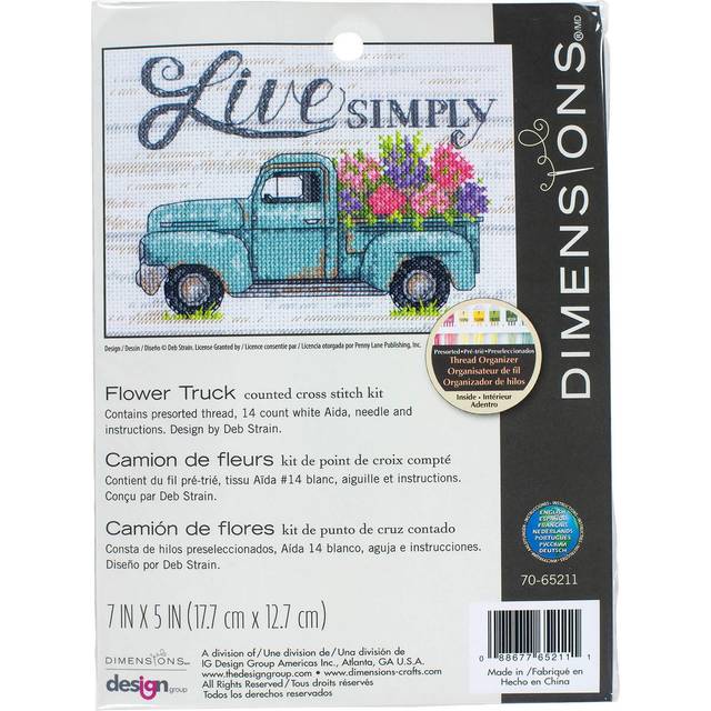 "Dimensions Counted Cross Stitch Kit 7""X5""-Flower Truck (14 Count) -70-65211"