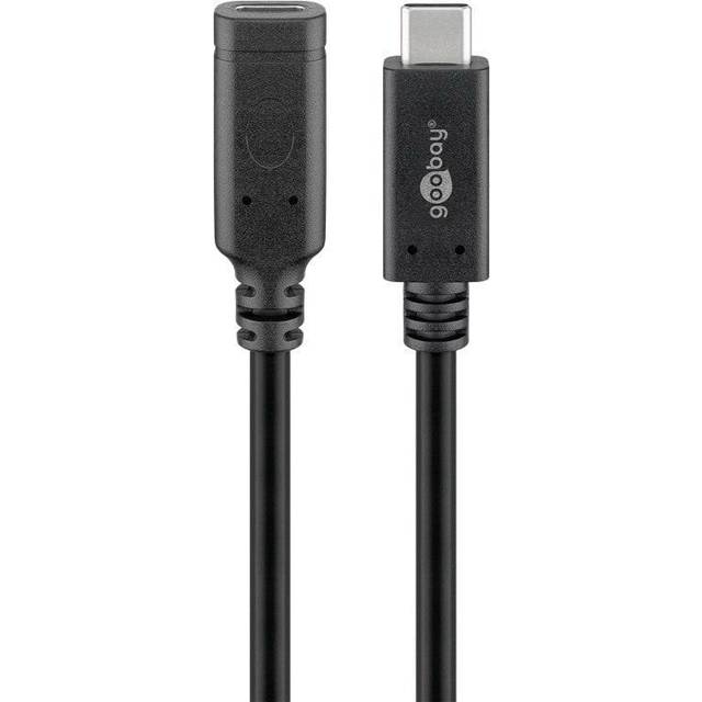 USB-C 3.2 till USB-C hona förlängningskabel, 10 Gbit/s, svart, 1 m
